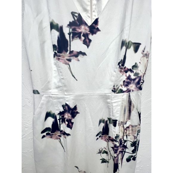 Womens French Connection A-Line Dress Size 8 Zipper V-Neck Sleeveless Floral - Picture 4 of 8